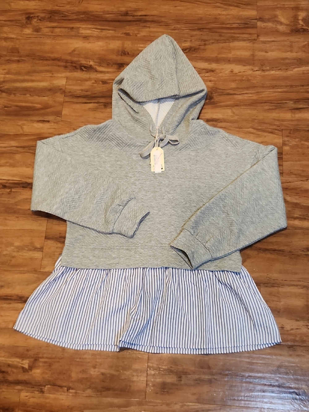 JODIFL Gray Hoodie with Pink Logo Accent